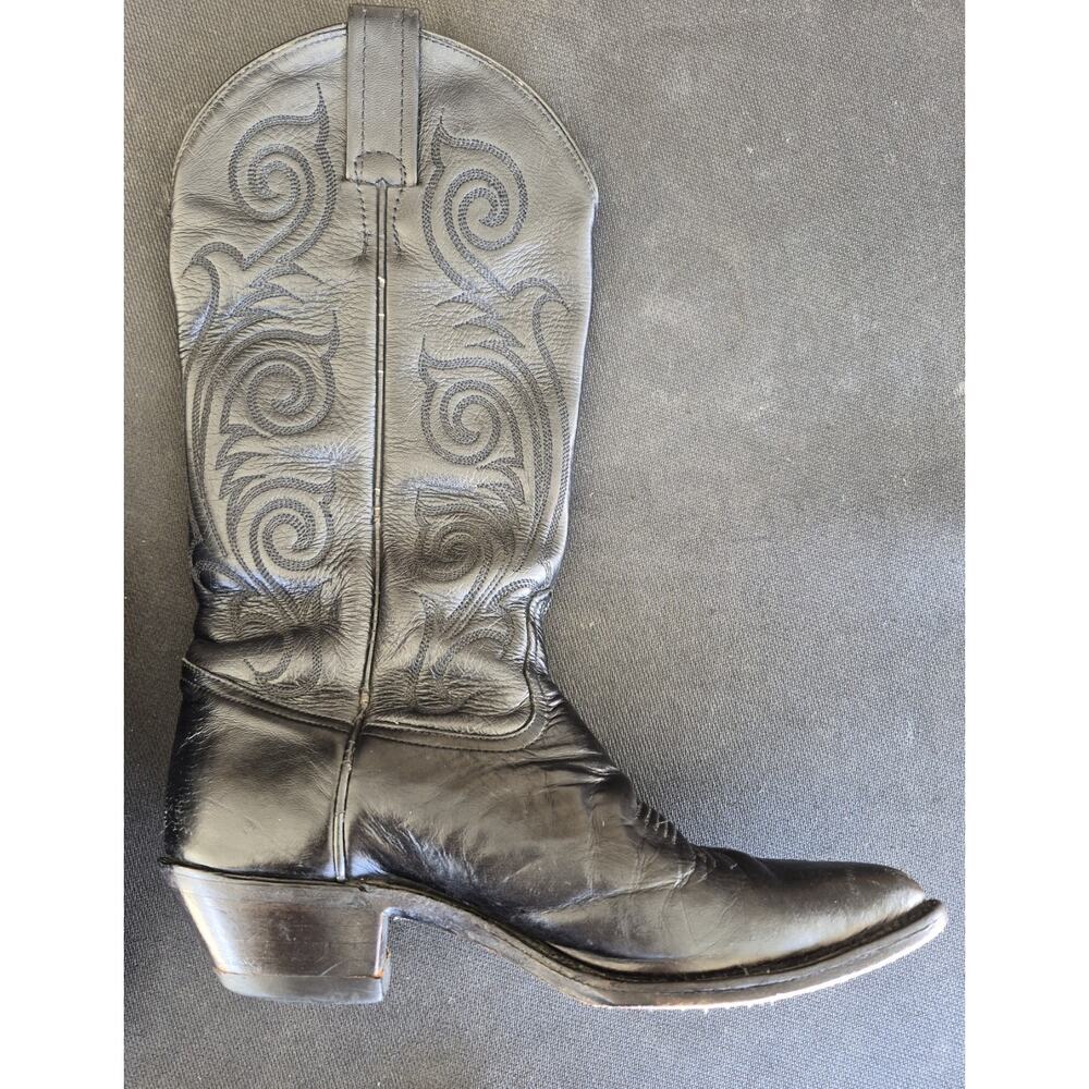 Vintage Tony Lama Black Leather Western Cowgirl Boots Size 6.5 Made in Mexico - Picture 3 of 13